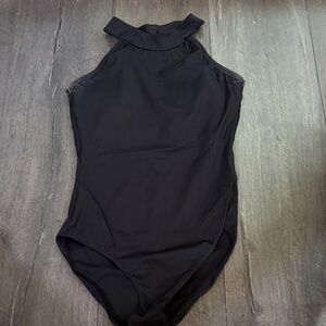 Black High Neck leotard Dance open back size adult small